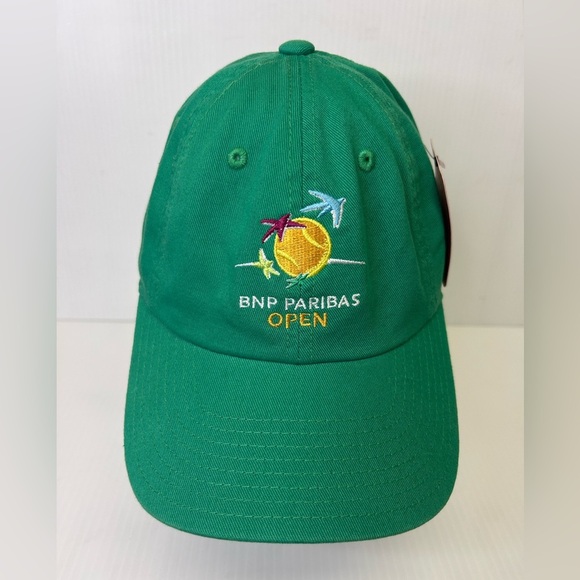 🎾”American Needle” NWT BNP Tennis Tournament Green Fabric Embroidered Cap - Picture 1 of 14